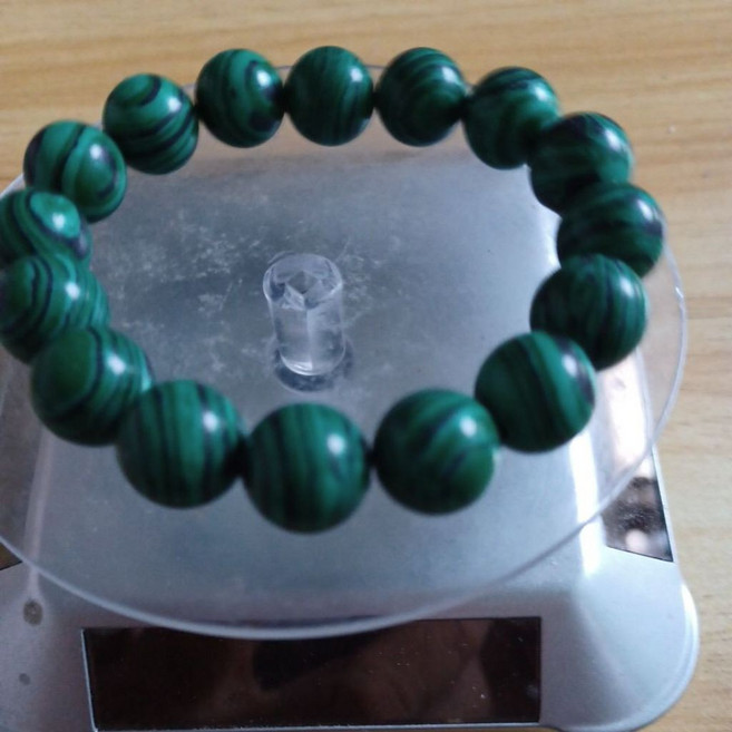 孔雀石圓珠手串 12毫米