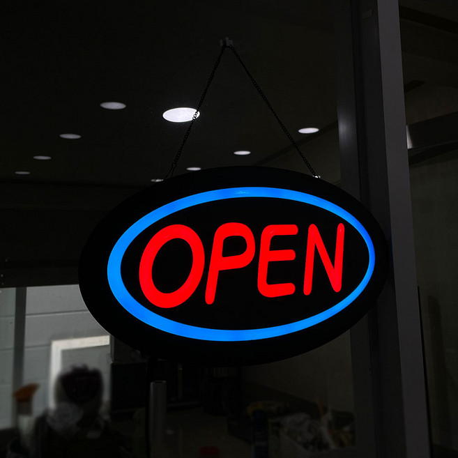 OPEN 조명 네온 사인 카페 안내판 보드 문패 디자인 창문 LED 오픈 에폭시 간판, 1. 원형 A