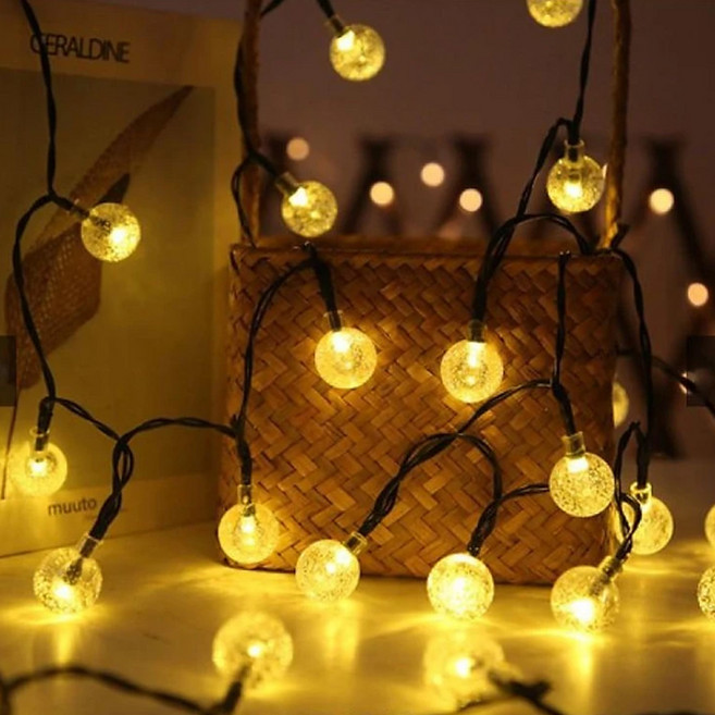 21세기트랜드 태양열 유리알 전구 줄조명 100구 12m, 100구 황색