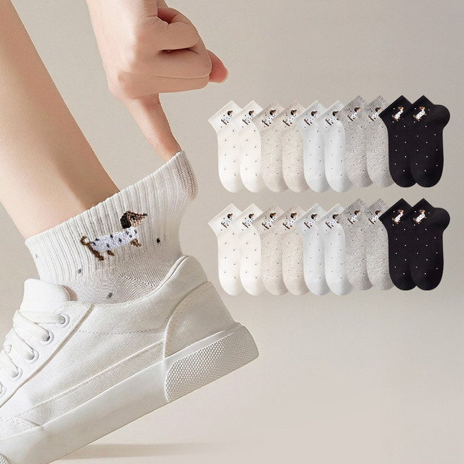 [5+5] 모니즈 스윗퍼피 도트 발목양말 색상혼합 (총 10켤레)