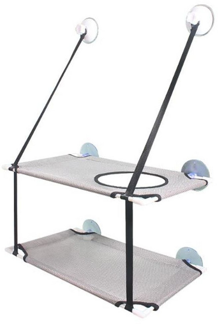 고양이 2단해먹 흡착식 매쉬 통풍 창문 캣타워, 블랙 2단, 1개