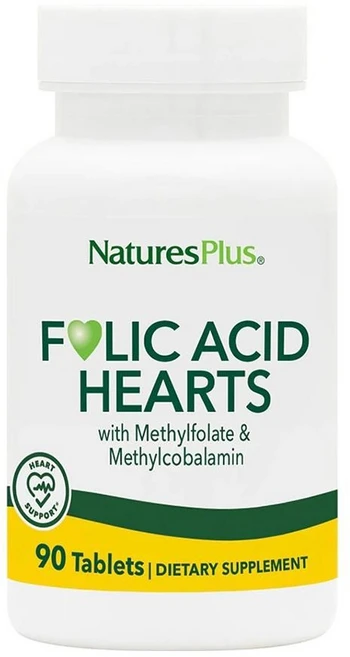 네이쳐스플러스 엽산 Folic Acid Hearts 메틸폴레이트 메틸코발라민 타블렛 90정, 1개 - 쿠팡