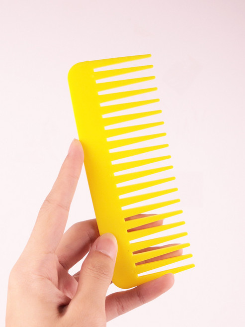 1 두꺼운 플라스틱 내열성 정전기 방지 긴 이빨 넓은 이빨 살롱 헤어스타일 빗 실제 머리 가발용 특별 제품, 1개, 06 C1209KCS-Yellow