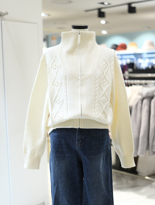 꼼빠니아 하이넥 집업 가디건 CAEW0-WSC100