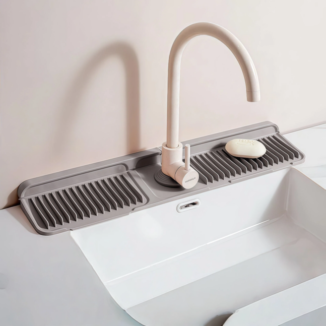 라온샵 세면대 물빠짐 대형 실리콘 욕실 비누 받침, 그레이, 1개