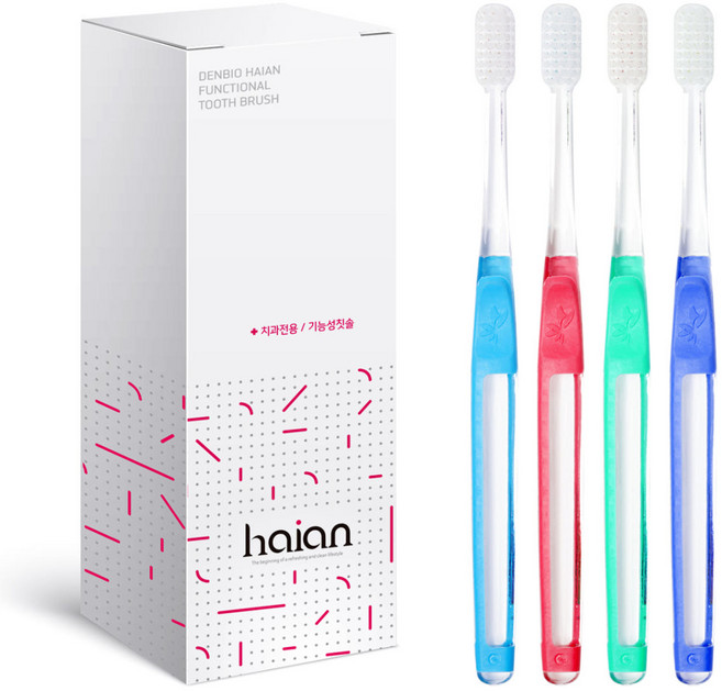 하이안 논슬립 그립 치과 칫솔 이중슬림모, 1세트, 12개입