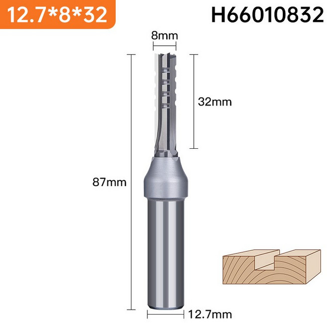 HUHAO 스트레이트 밀링 커터 1/2 생크 Tct 목재 Mdf 조각 트리밍 슬로팅 CNC 라우터 비트 카바이드 엔드 밀 목공 도구, 1개