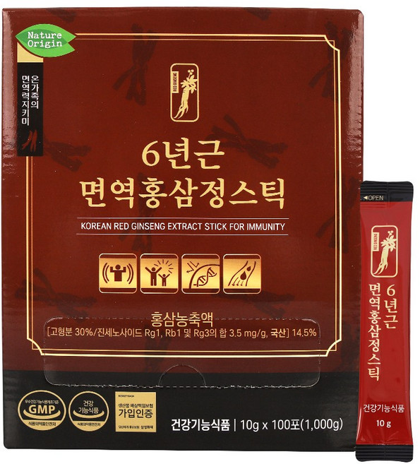 네이처오리진 6년근면역홍삼정스틱 10g x 100포 부모님 명절 효도 새해 선물용, 본상품, 1개