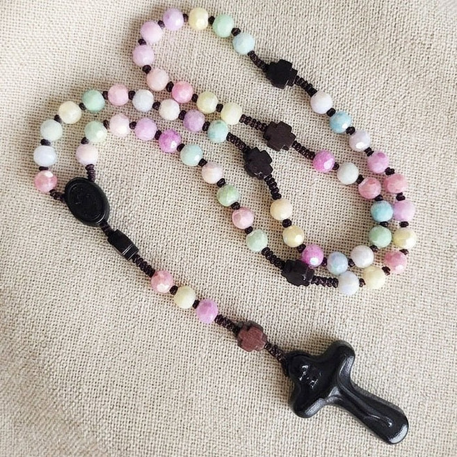 가톨릭 천주교 성물 묵주5단 크리스탈 멀티 6mm