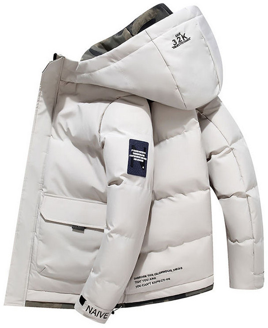 JUSTFEELING 빅사이즈 남성 겨울패딩코트 M-5XL 옵션 겨울 도톰한 보온 바람막이 코트 숏패딩 방한 따뜻한 외출 외투 방수 솜패딩 프린팅 포켓 패딩코트