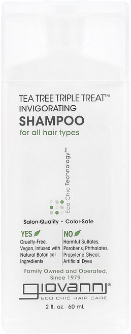 몸관리하세요 겨울입니다 Giovanni Tea Tree Triple Treat 인비고레이팅 샴푸 모든 모발용 60ml(2fl oz) 특별관리진행, GiovanniTeaTreeTripleTreat인비고레