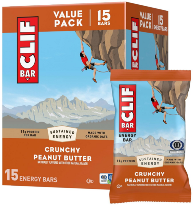 CLIF BAR 크런치 유기오트 고단백 에너지바 / 피넛버터맛, 68g, 45개