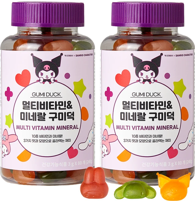 위블리즈 멀티비타민 앤 미네랄 구미덕, 80정, 2개 - 쿠팡