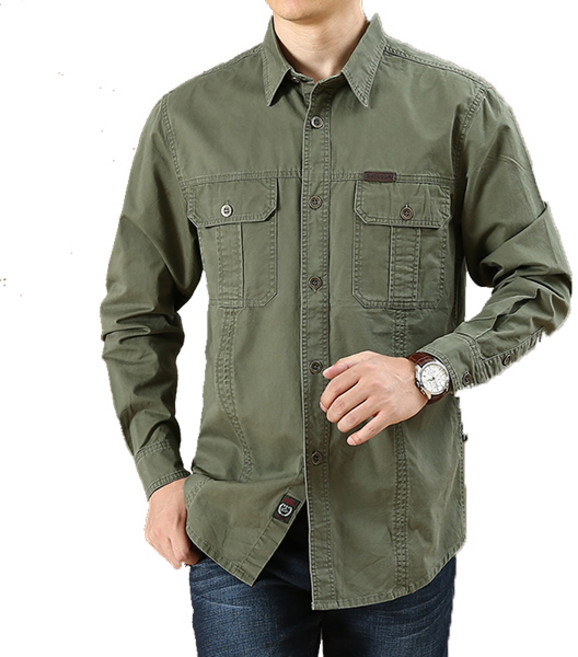 차쿠 남성 전술 캐주얼 셔츠 캠핑 낚시 아웃도어 멀티 긴팔 셔츠 카고 포켓 남방 아빠셔츠 중년 빅사이즈