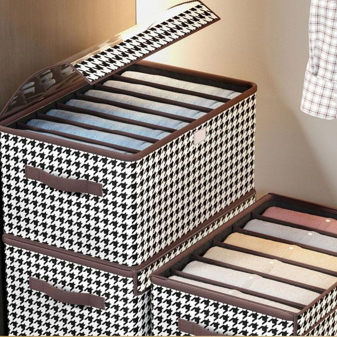 직사각 옷박스 슬라이딩 투명 정리함 옷장안 의류수납함, 1개, 9칸