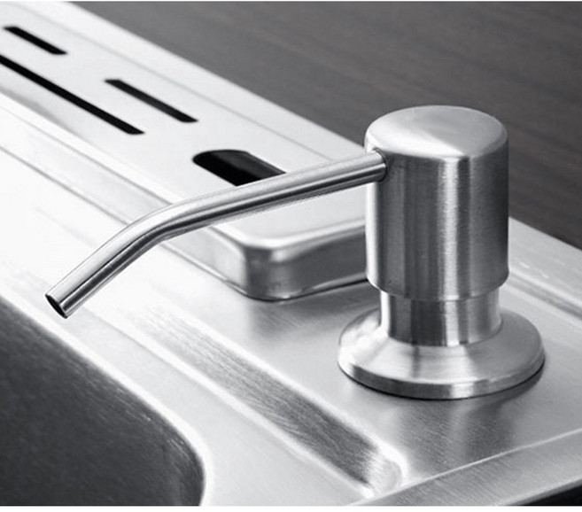 싱크대 블랙 디스펜서 베이직 매립 싱크대세제통 세제리필 싱크대디스펜서 주방세제펌프 싱크대세제통펌프 싱크대매립형디스펜서 싱크대매립디스펜서 씽크대매립형디스펜서 실버, 1개