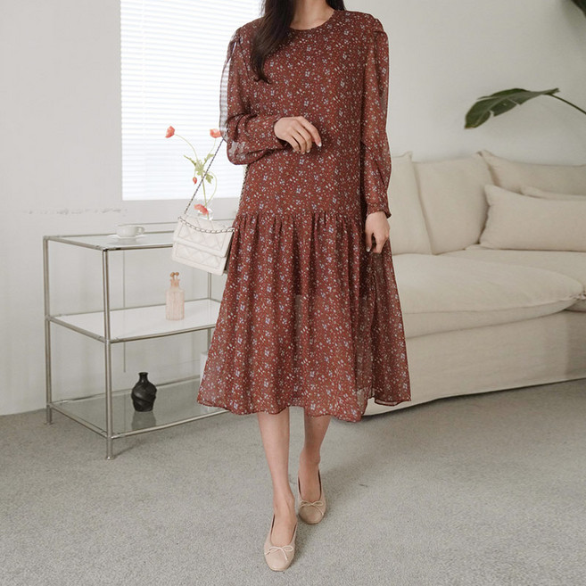 아이엠수 벤자민 쉬폰 프릴원피스