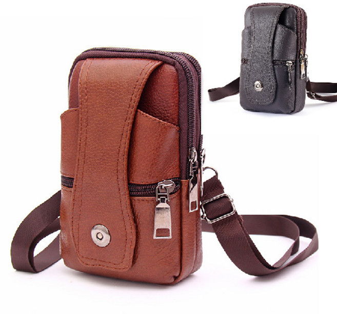 소가죽 허리벨트가방 벨트백 허리백 핸드폰가방 힙색, 가죽 허리가방(다크브라운), 1개