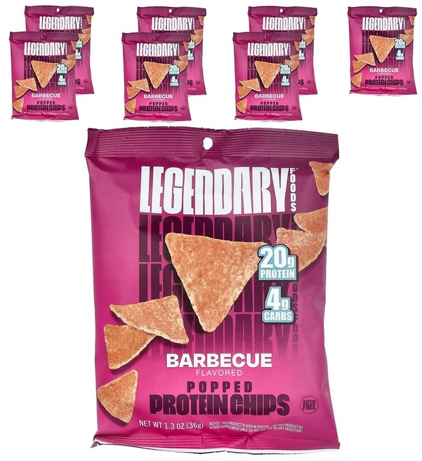 Legendary Foods 튀긴 프로틴 칩 바비큐 7개입 각 36g(1.3온스), 봉지 - 쿠팡
