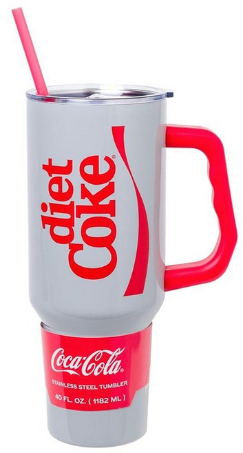 Silver Buffalo 배트맨 I am Batman 1.2L(40온스) 스테인리스 스틸 텀블러 손잡이 포함 180386, Coca-Cola Diet Coke