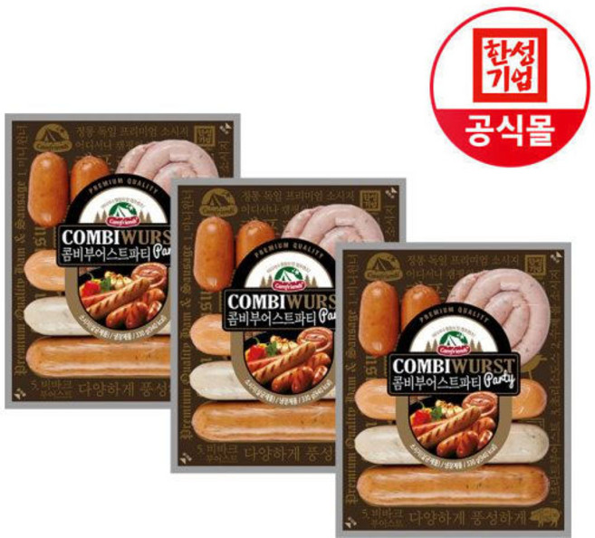 캠프렌즈 한성기업 콤비부어스트 파티 330g X 3개+(증정 어묵스프6g), 3개