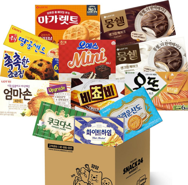 스낵24 사무실 12종 탕비실 베스트 과자세트 (촉촉한초코칩+쿠크다스+엄마손파이+몽쉘2종+비쵸비+오예스+마가렛트+땅콩샌드+산도크림+화이트하임+오뜨), 1세트, 1.833kg