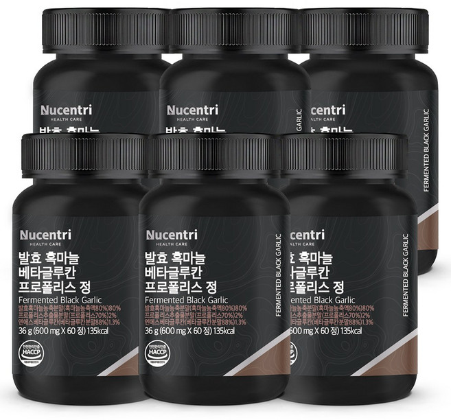 뉴센트리 발효 흑마늘 80% 베타글루칸 프로폴리스 블랙마카, 60정, 6개