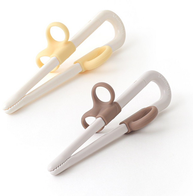 탁가온 유아 1단계 교정젓가락, 1세트, 옐로우/브라운