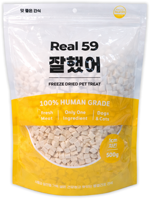 리얼59잘했어 강아지 고양이 동결건조 대용량 간식, 1개, 500g, 치킨