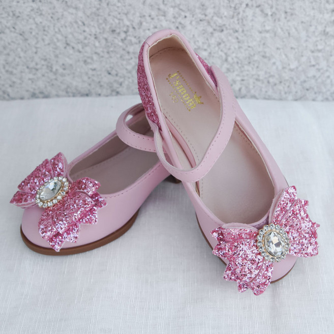 달콩슈 여아용 큐빅 리본 메리제인 굽 구두 DKS892