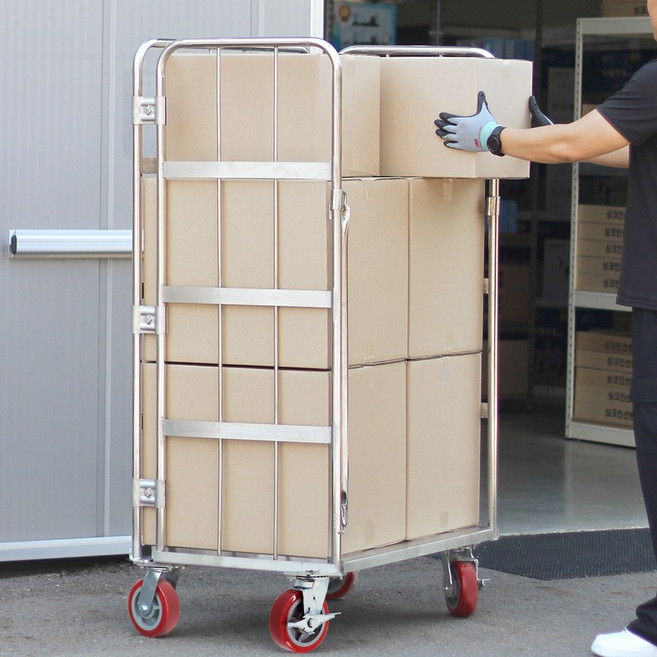 도매링크 스텐레스 롤테이너/이동식 핸드카트 운반기 마트 대차, 1개