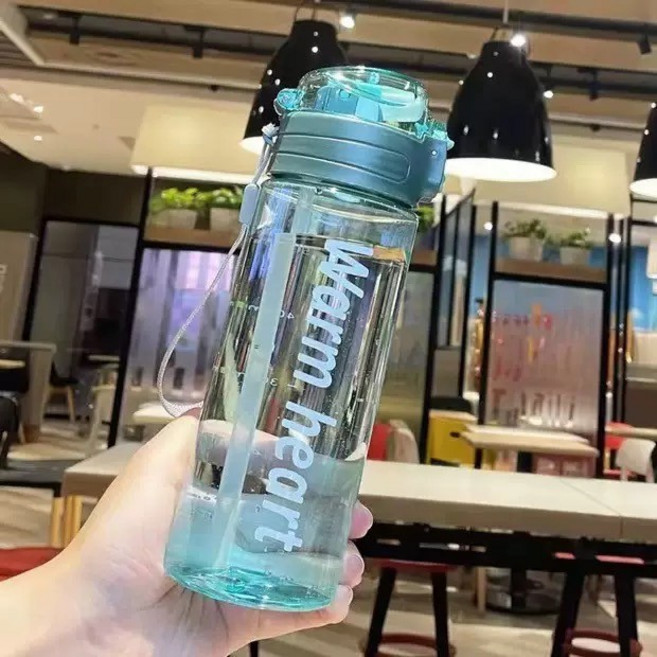 運動水壺 彈跳水壺 塑料便攜隨手杯 耐摔防摔設計, 800ml, 綠色 - l吸管水壺, 1個
