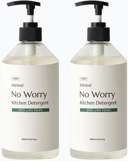 민티드 노워리 주방세제 600ml, 2개