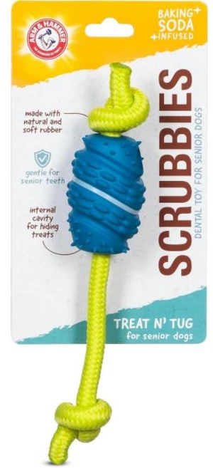 애완동물 스크럽을 위한 암 앤 해머 베이킹 소다가 주입된 강아지용 부메랑 츄 장난감 독특한 모양의 내구성 있는 치아 인터랙티브 치과용, Treat N' Tug, Senior - Small, 1개 - 쿠팡