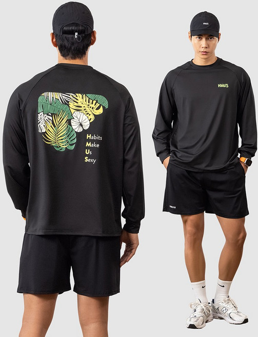 남자 루즈핏 래쉬가드 상의 + 보드숏 반바지 하의 수영복 비치웨어 세트