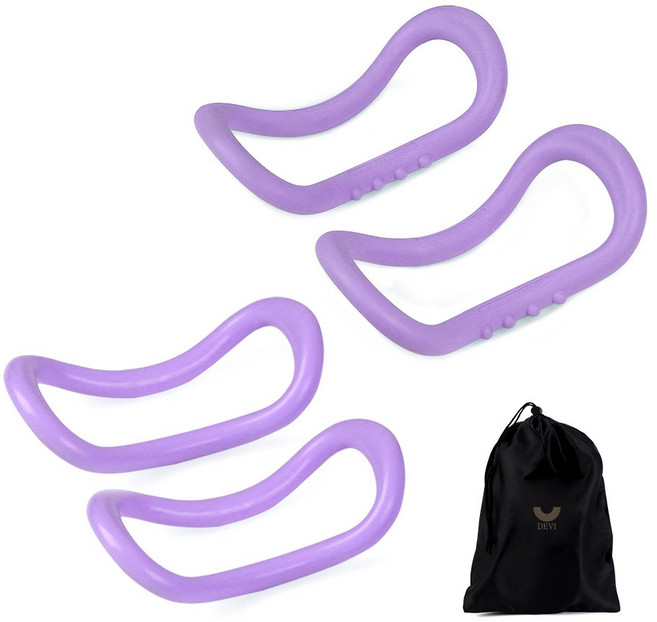 데비 하드 & 프로소프트 요가링 4개입 파우치 세트, 퍼플, 1개