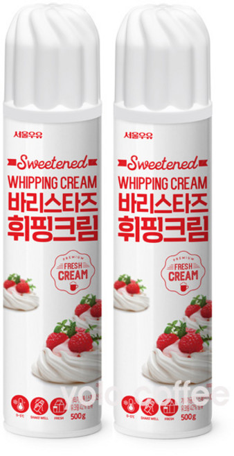 서울우유 바리스타즈 휘핑크림 500g 스프레이형, 2개