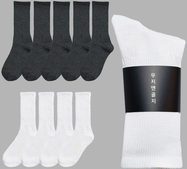 10 무지앤골지/ 국산 10켤레 /장목스쿨삭스/ 여성 학생용 롱 골지 스쿨삭스(혼합가능)