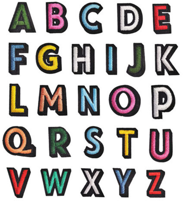 컬러 영문 이니셜 알파벳 열접착식 자수 패치 와펜 26p 세트 E139, 1세트, 혼합색상