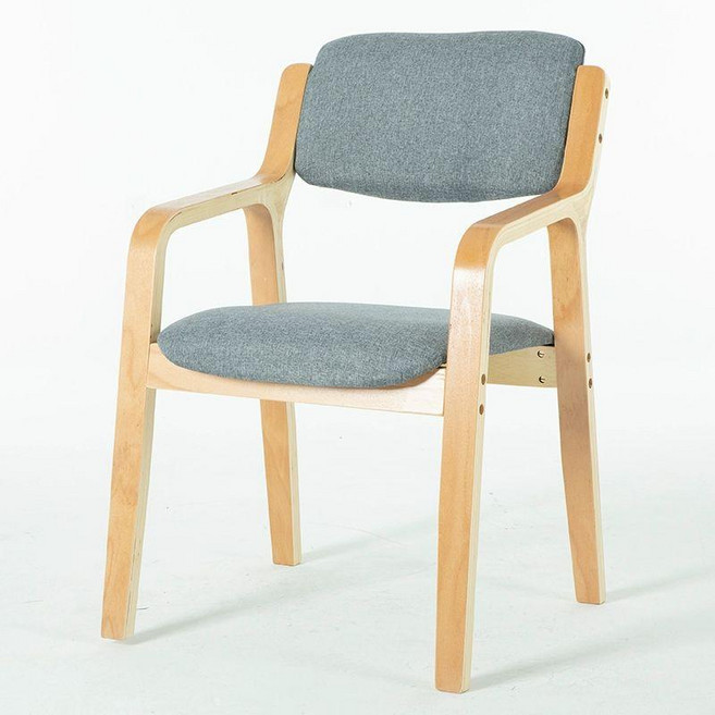 식탁원목체어 노인의자 요양원 가구 다이닝 팔걸이 카페 복지관 인테리어, 1개, E. 밝은회색(린넨)-세탁불가