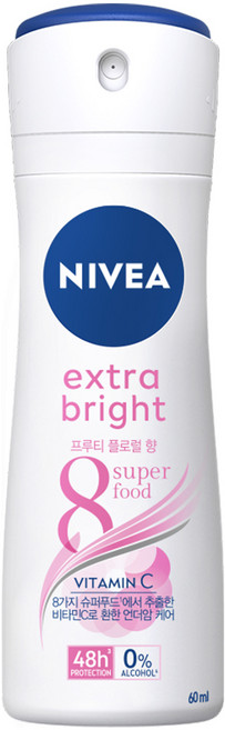 니베아 데오드라트 스프레이 엑스트라 브라이트, 60ml, 2개