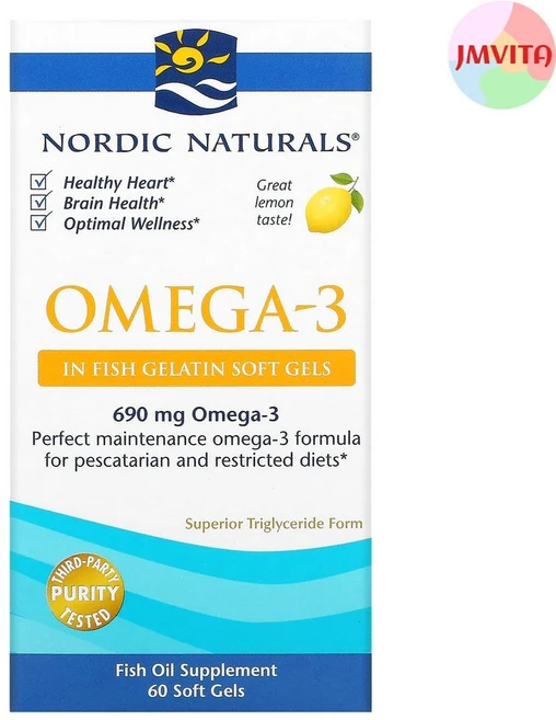 노르딕내추럴스 오메가3 피쉬오일 345mg 레몬향 EPA330 DHA220 60정 피시, 1개 - 쿠팡