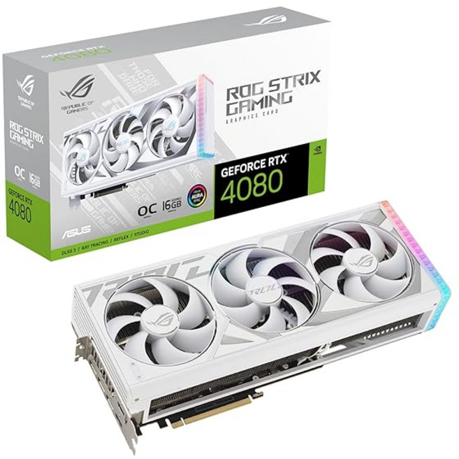ASUS ROG Strix GeForce RTX™ 4080 White OC 에디션 게임 그래픽 카드 PCIe 4.0 16GB GDDR6X HDMI 2.1a, 상세페이지 참조