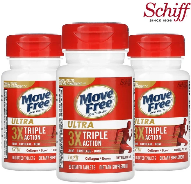 쉬프 무브 프리 조인트 헬스 울트라 3x 트리플 액션 30 Coated Tablets 보론 콜라겐, 30정, 3개 - 쿠팡