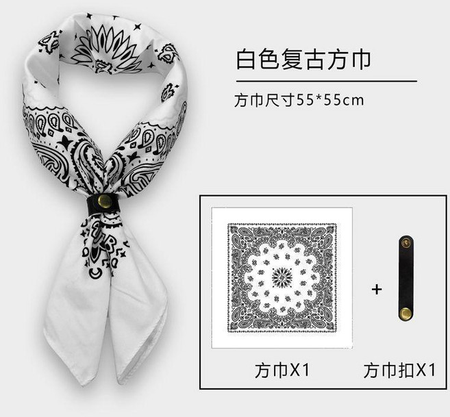 復古方巾扣，西海岸名族風美式圖騰設計