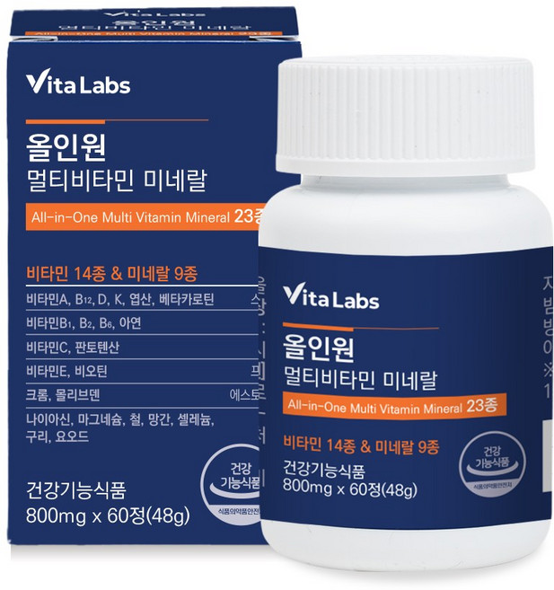 비타랩스 올인원 멀티비타민 미네랄 23종 종합 영양제, 1개, 60정