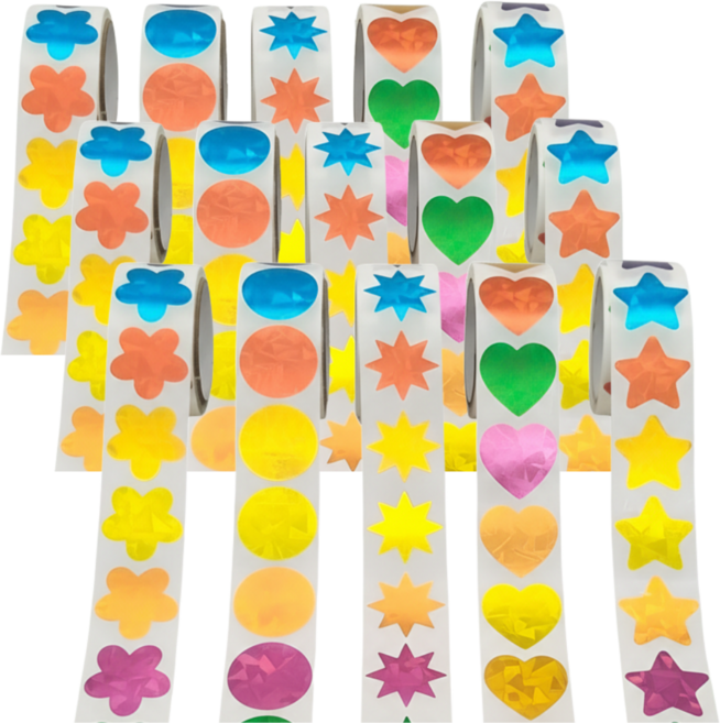 스노벨 1000개입 홀로그램 별 하트 라운드 스티커, 3세트, 혼합1000매(S480)