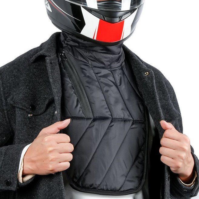 2026년 FOOI 오토바이 최강력 방한 방풍 보호 가슴 목토시 넥워머 5시전 당일발송, L, 블랙