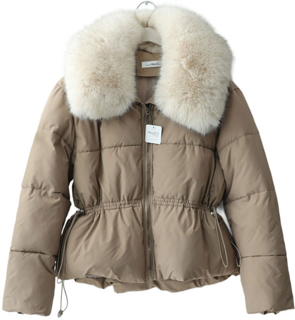 메리앤유 페이크 퍼 카라 허리 스트링 하프 패딩 점퍼 겨울 아우터
