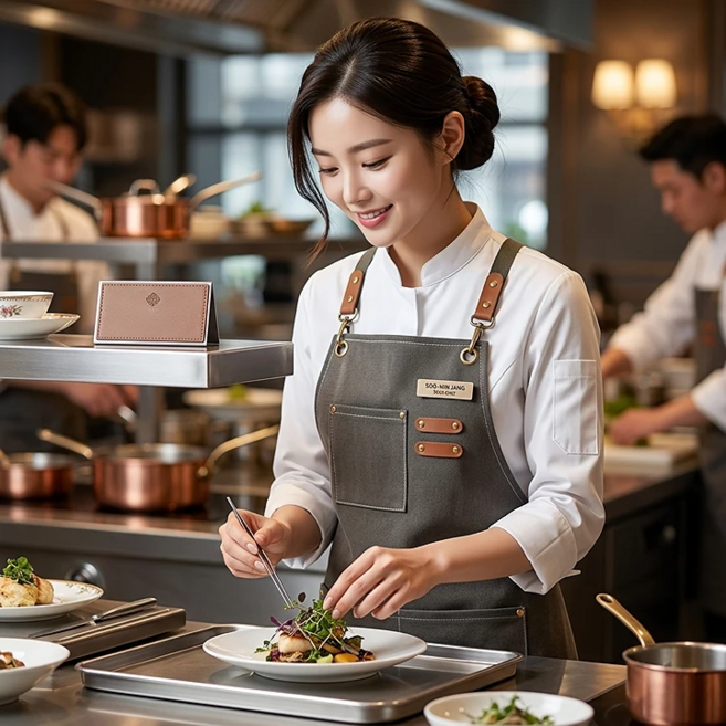 보들이 데님 앞치마 생활방수 프리미엄 남녀공용, 그린, 1개